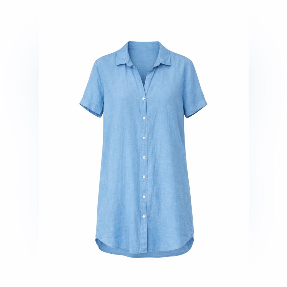 James Perse 100% Linen Shirt Dress Light Blue Size 4 / Large‎